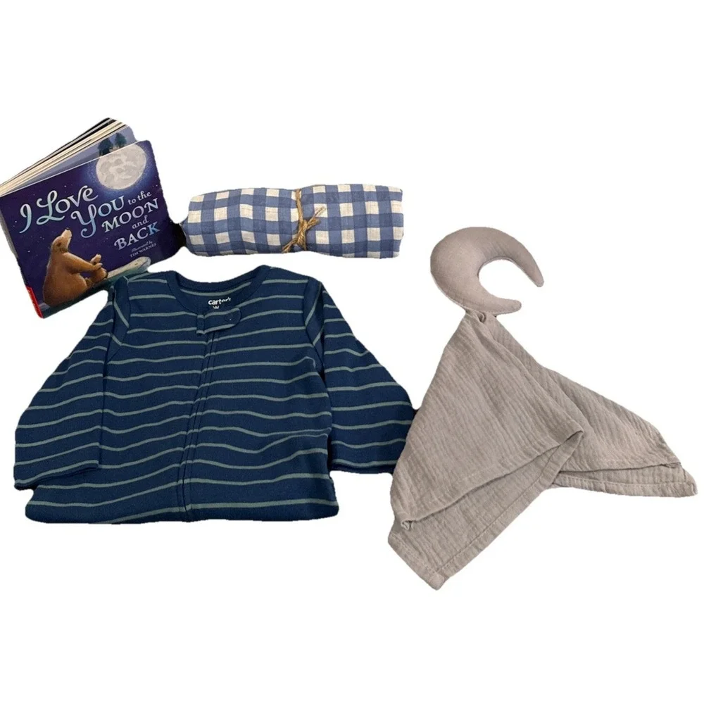 Baby Boy Gift Box, Baby Shower Blue Book Present, Newborn I Love You To The Moon